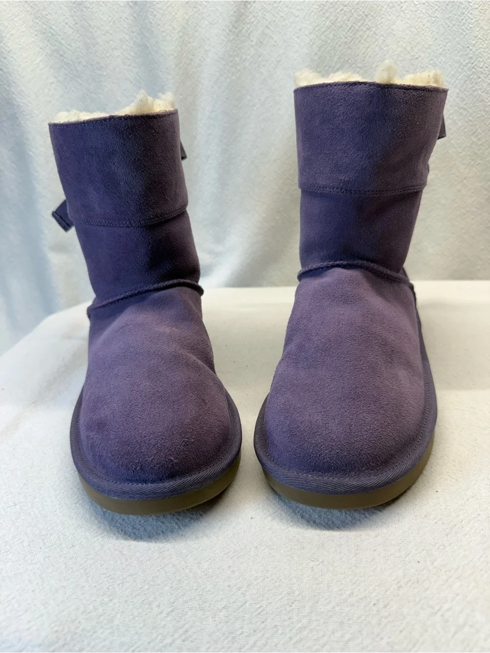 UGG Koolaburra Purple Suede Shearling with Bow Winter Boots Kids Girl Sz 4 BOHO
